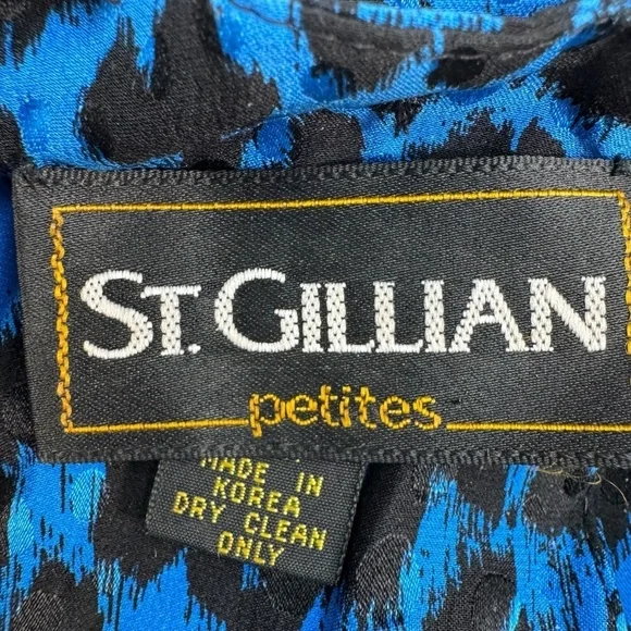 St Gillian Petites 100% Silk Animal Print Dress Womens Size 10 Floral Beading - Picture 3 of 13